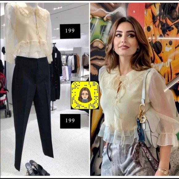 ZARA COMBINATION ORGANZA KNIT SWEATER - Picture 8 of 13